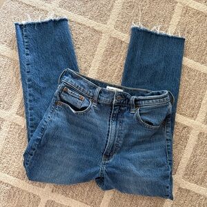 Abercrombie & Fitch Straight Leg Jeans in Dark Blue Denim